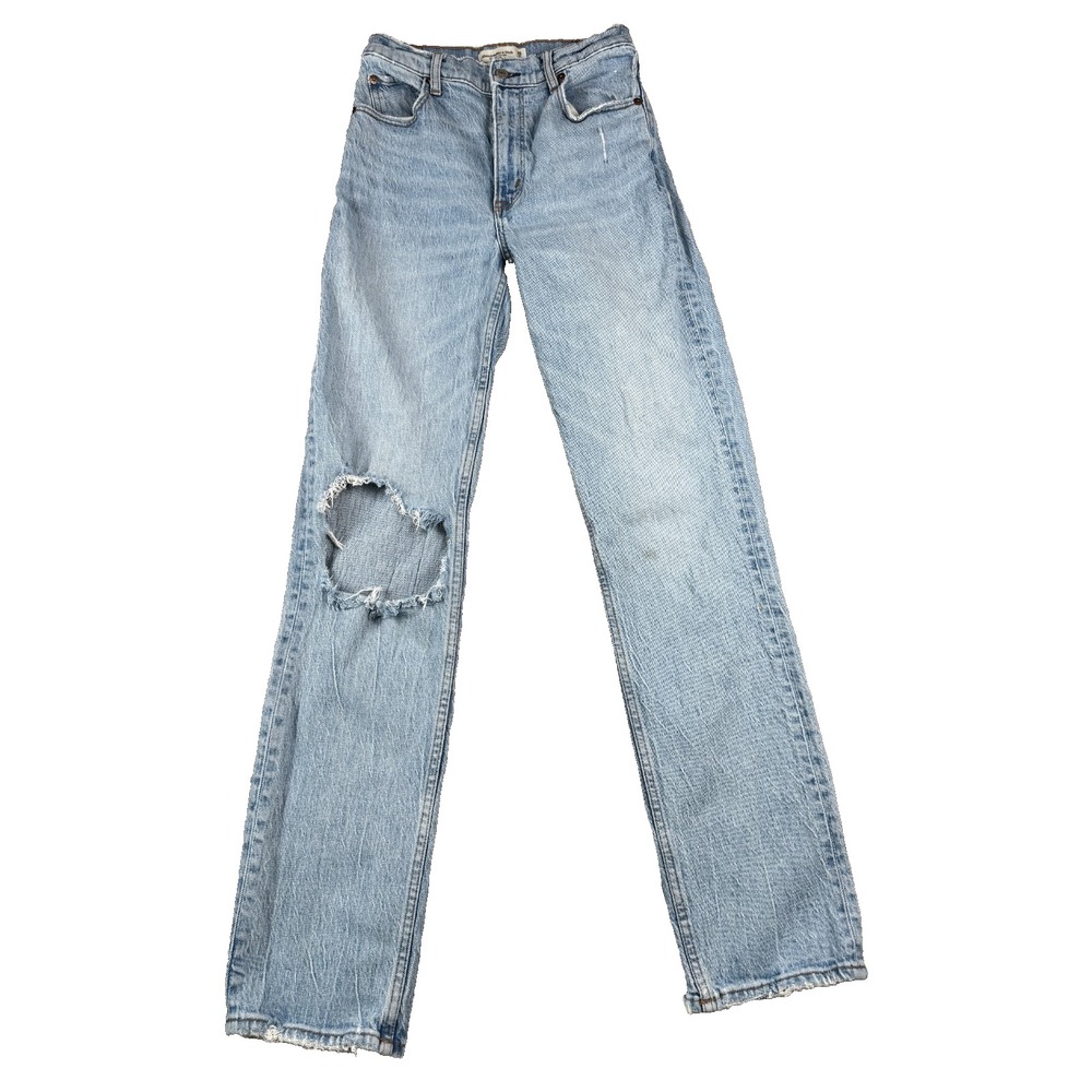 Abercrombie & Fitch Women's Jeans Size 26 Light Wash 90s Straight Distressed